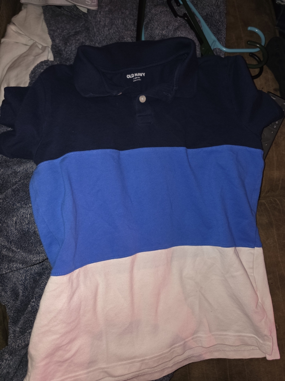 Old Navy Colorblock Polo Shirt - Navy, Blue & Pink